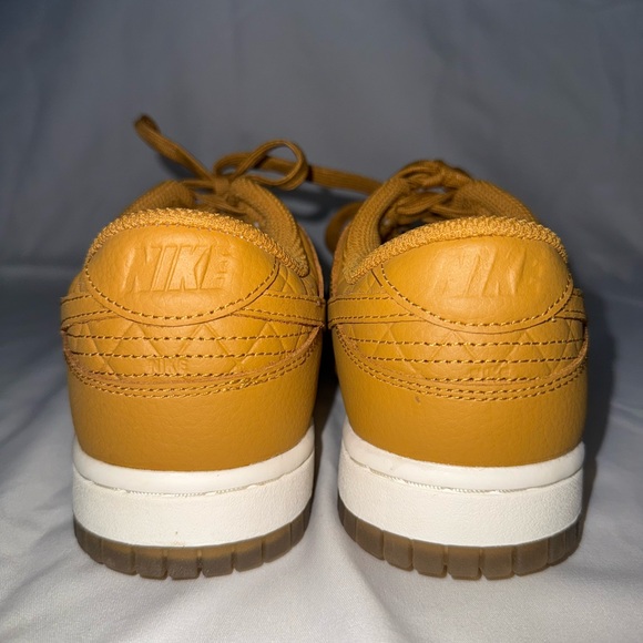Women's Nike Dunk Low in Wheat/Sail Quilted Sneakers - Picture 7 of 7